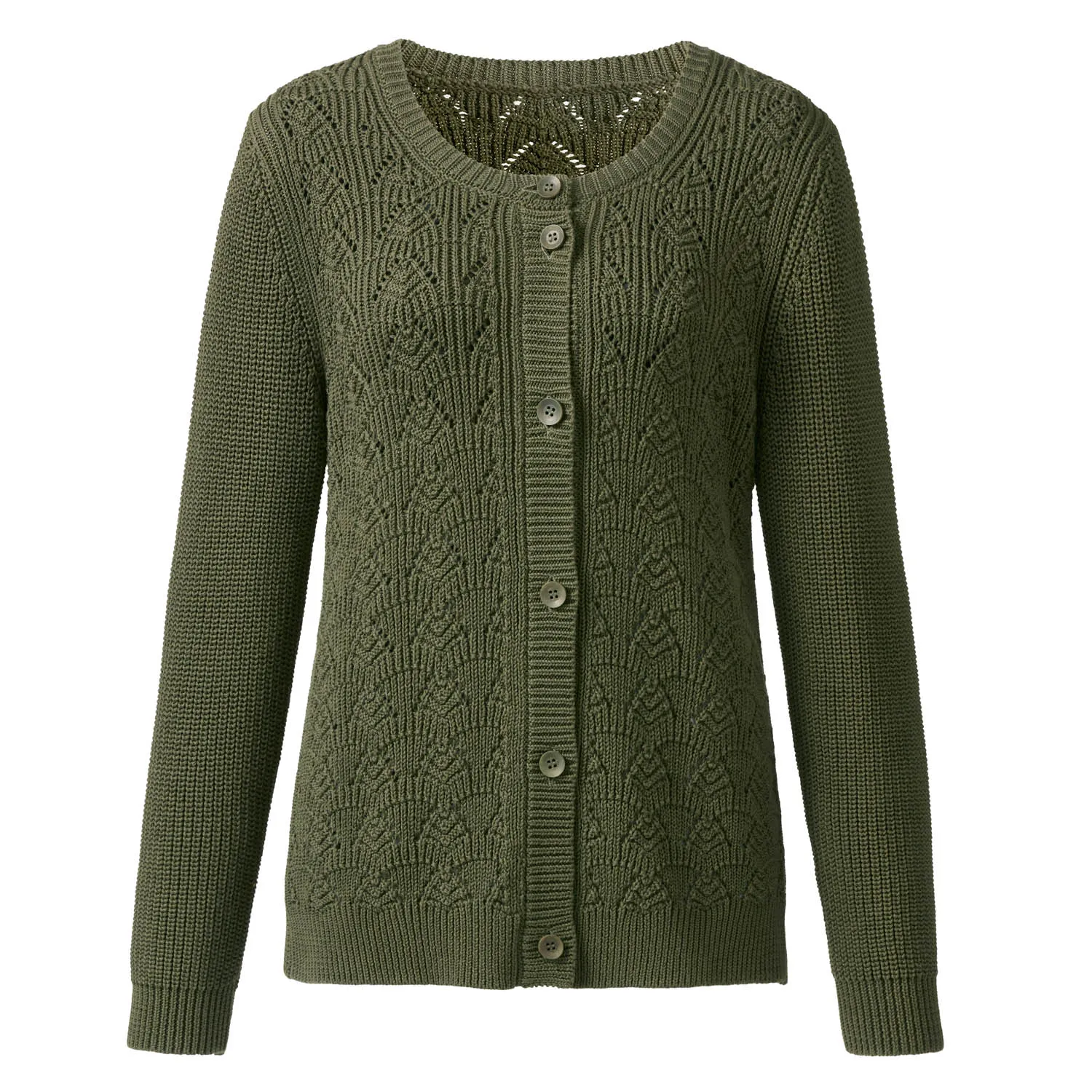 Ajour-Strickjacke aus reiner Bio-Baumwolle
