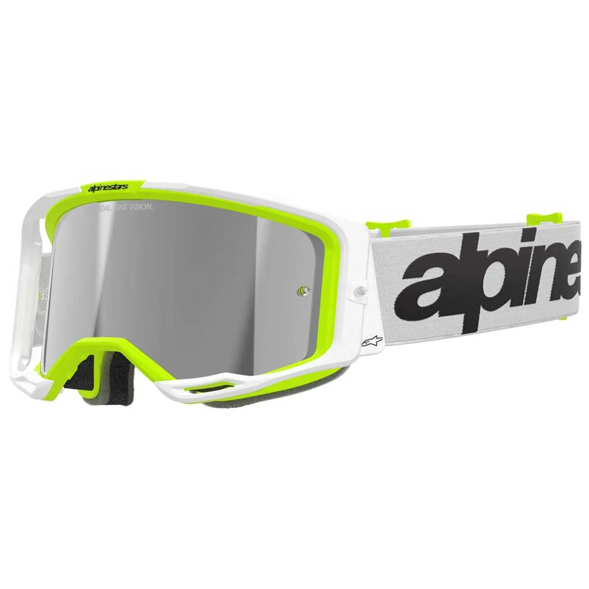 Alpinestars Crossbrille Vision 8 Wordmark, weiß-fluogelb / silber verspiegelt