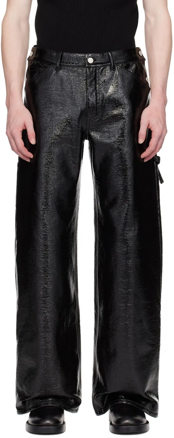 Cargo-Hose Courrèges Sailor Black Vinyl Trousers 124CPA188VY0014