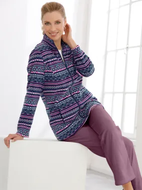 Freizeitjacke in marine-rosé-gemustert