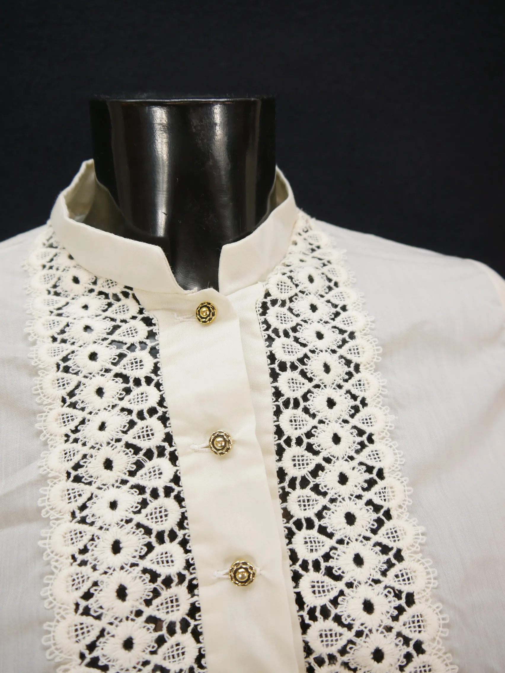 Gr.42 Dirndlbluse creme Bluse für Dirndl Mischgewebe mit Spitze B9715