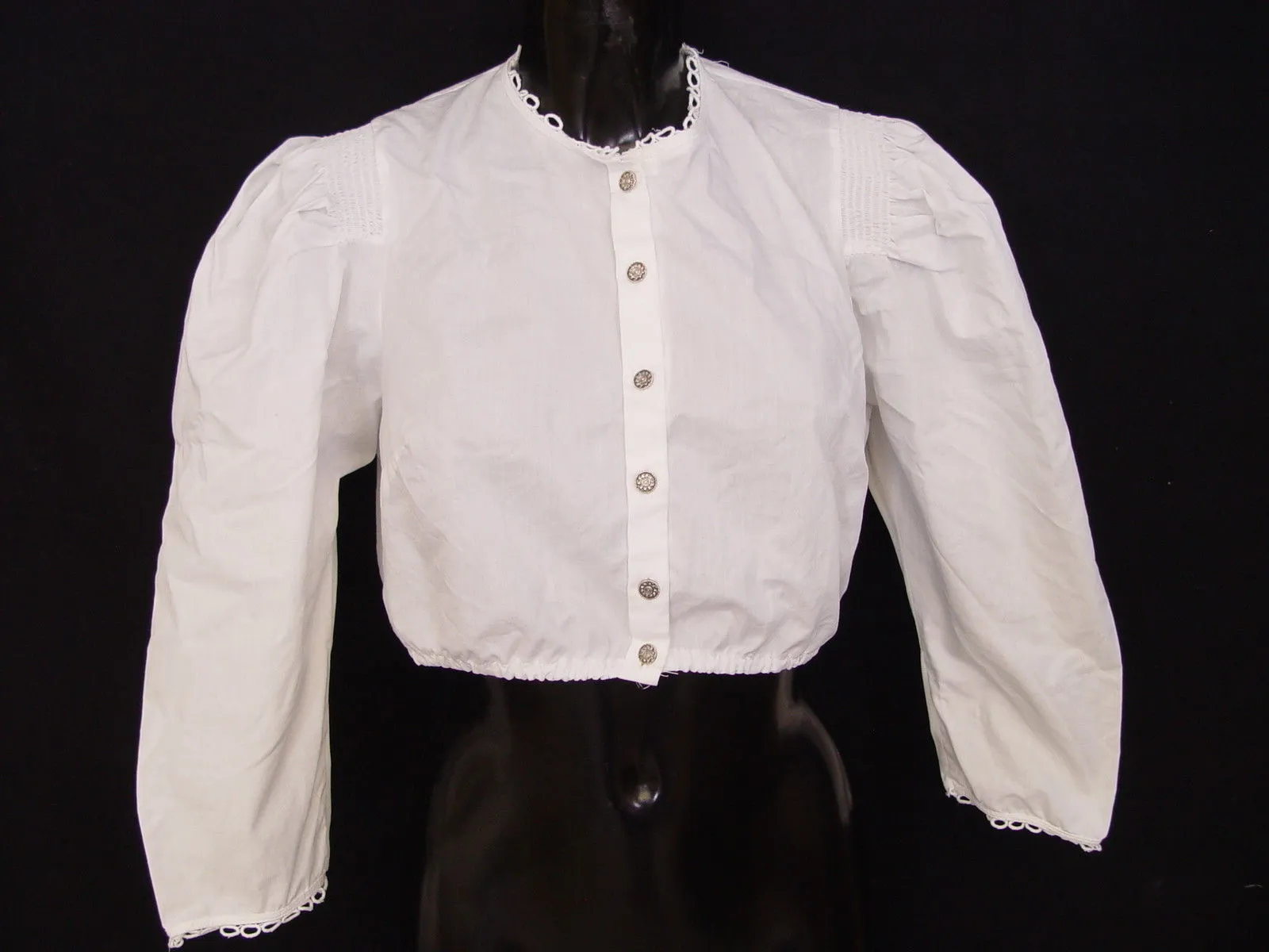 Gr.46 Dirndlbluse leicht Baumwolle STRAßER hochgeschlossen Bluse für Dirndl B933