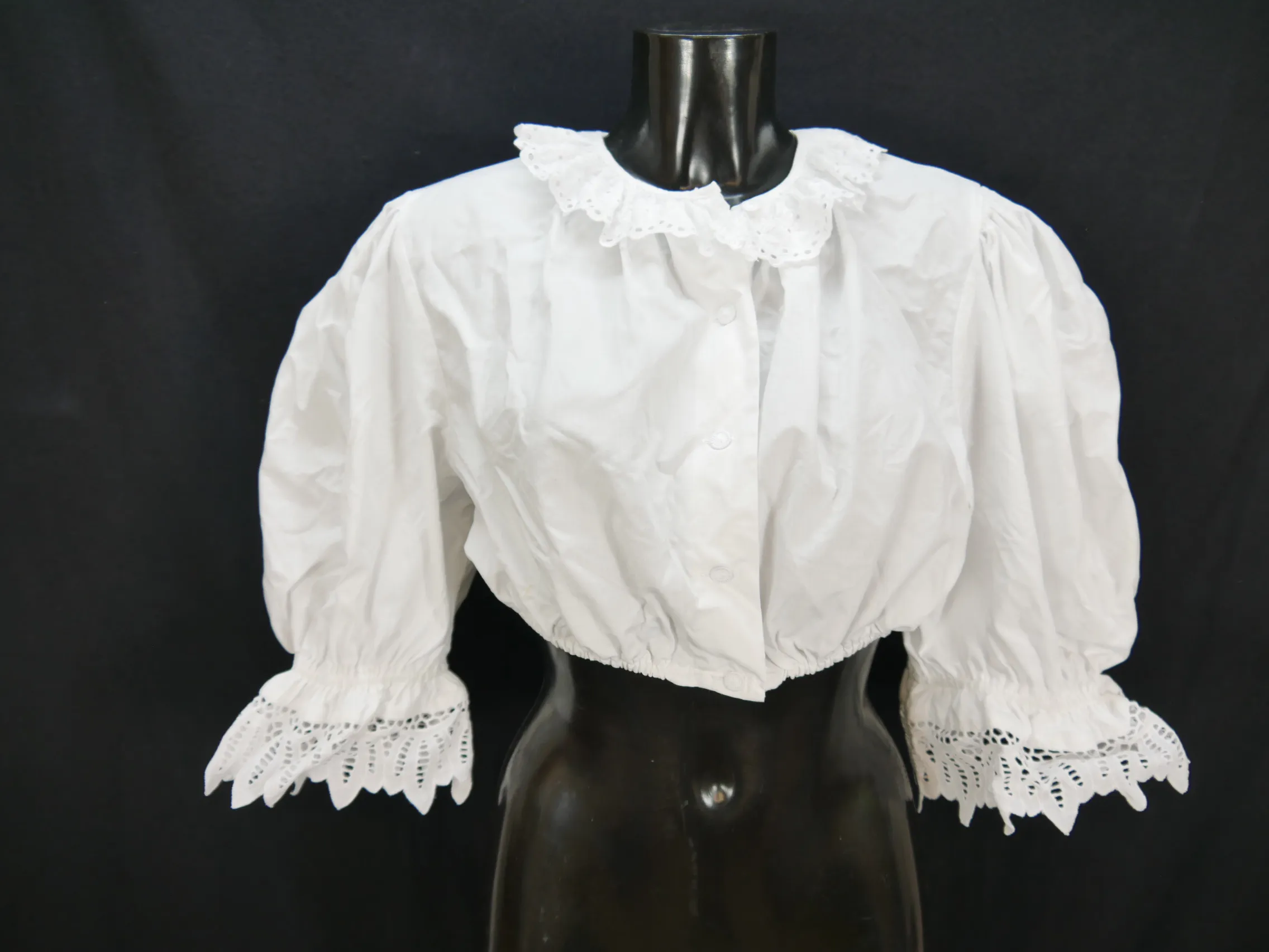 Gr.48 Dirndlbluse weiß Bluse für Dirndl Chiemseer Baumwolle mit Spitze B9798