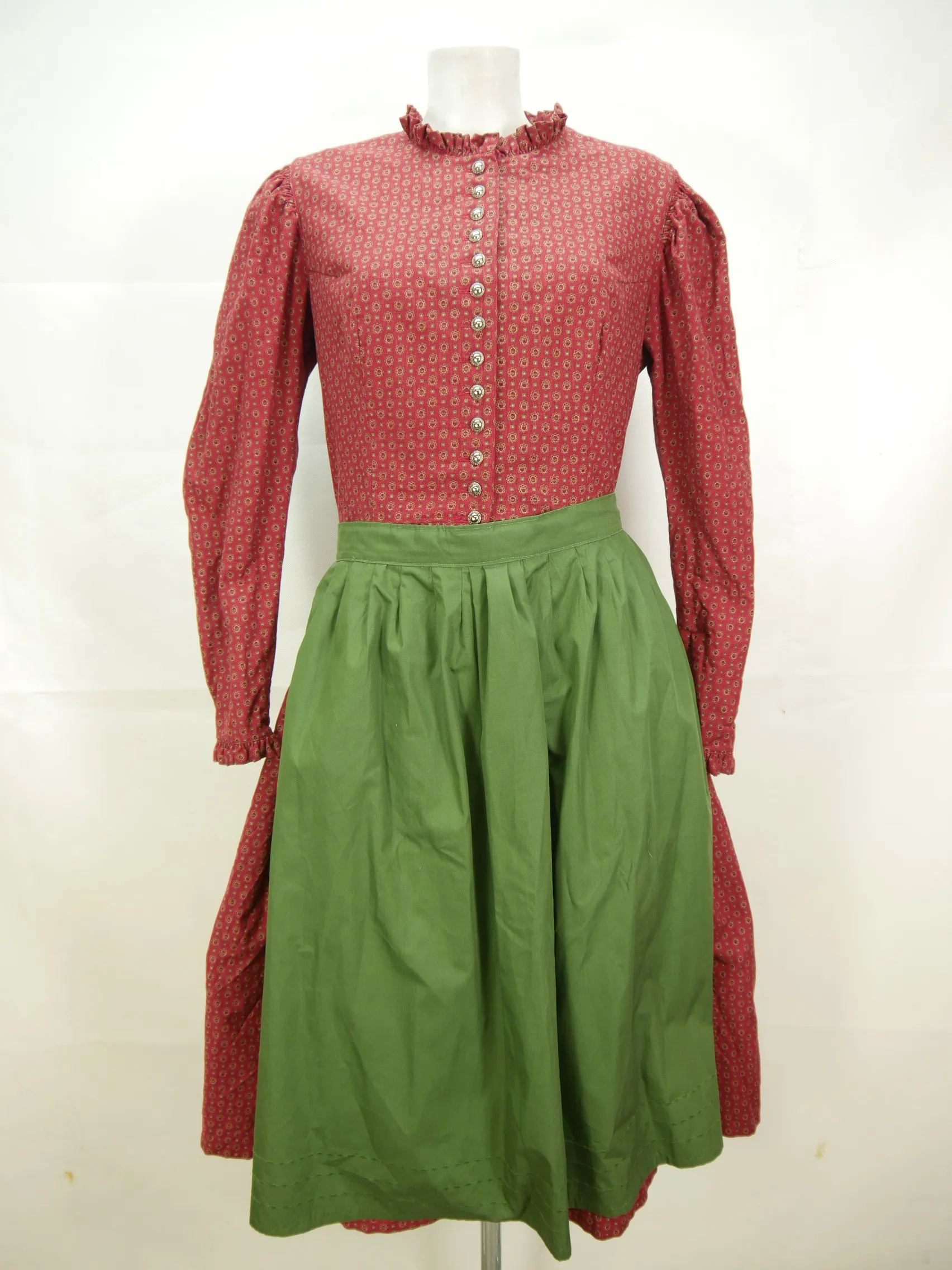 Hofer 60er Jahre hochgeschlossen langarm süßes Vintage Dirndl mit Schürze Gr.46