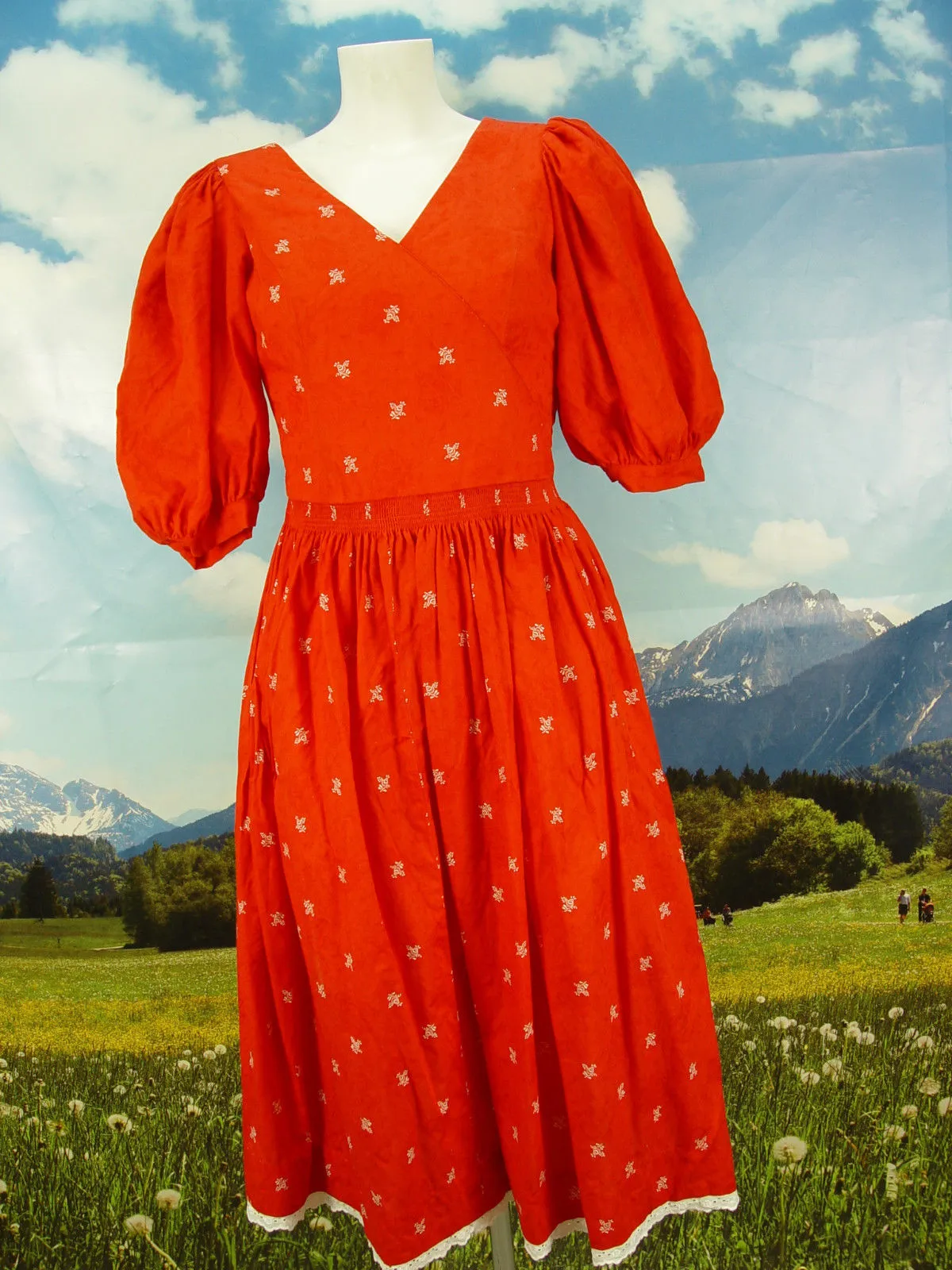 individuell SPORTALM mit Puffärmel langes fesches Dirndl mit Schürze DK802 Gr.40
