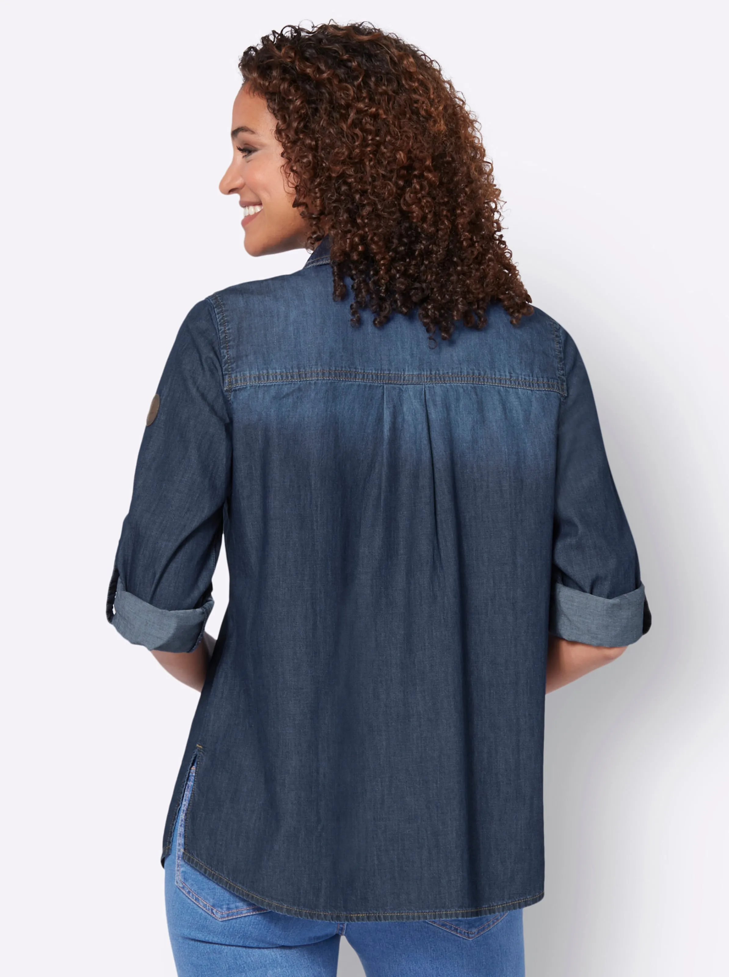 Jeansbluse in blue-stone-washed