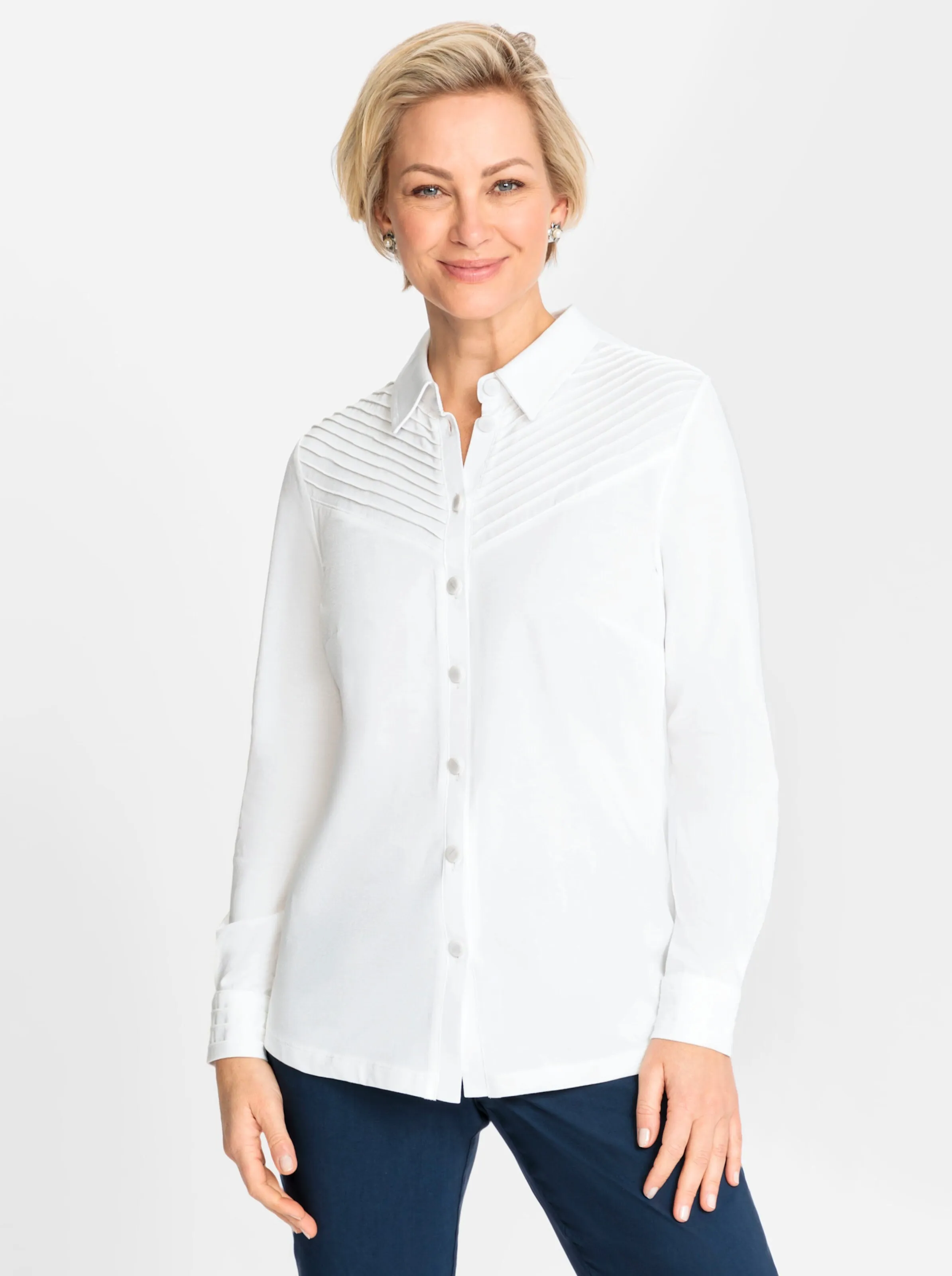 Jersey-Bluse in ecru