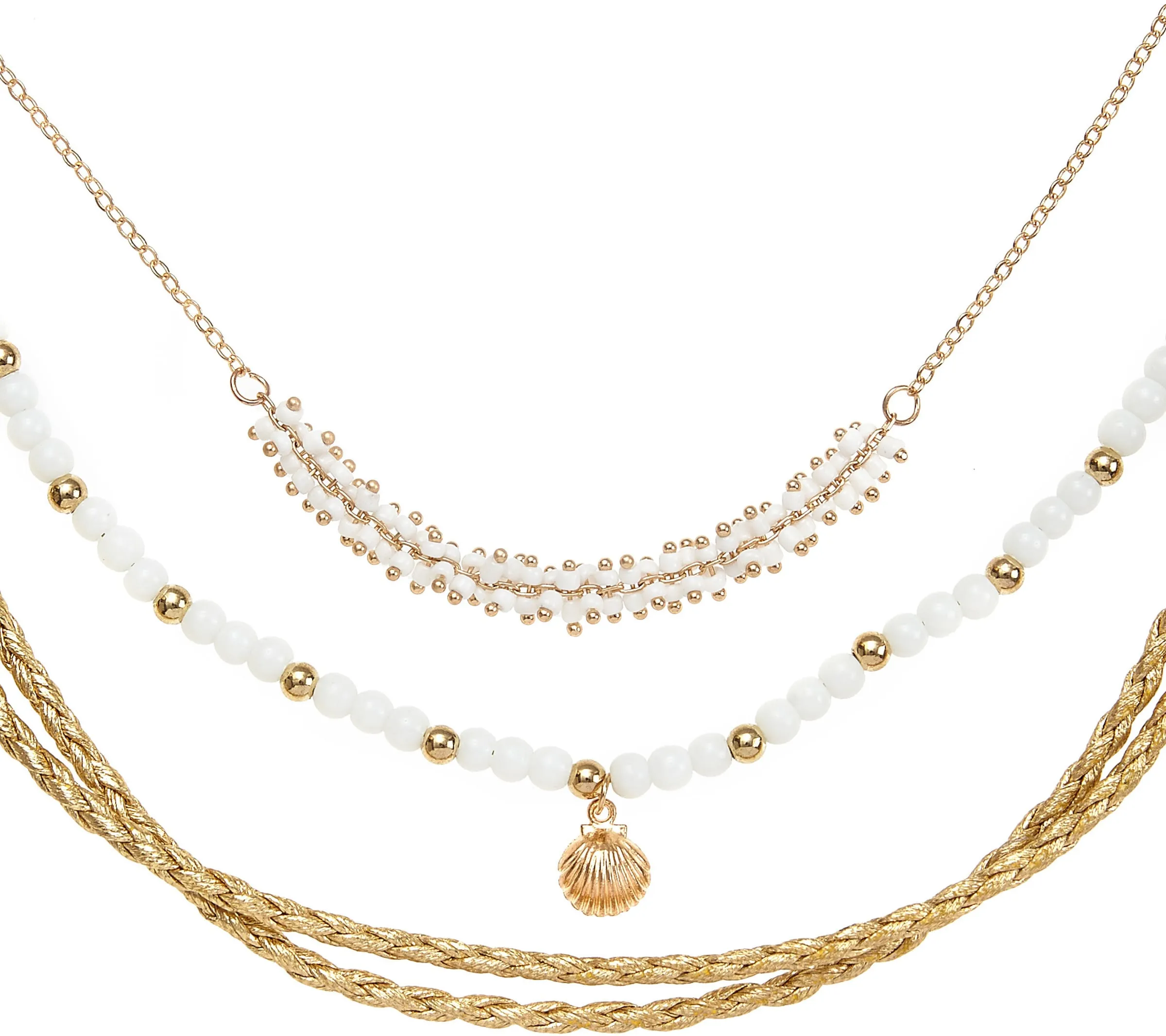 LASCANA Fußkette mit Anhänger in altgoldfarben-weiß
