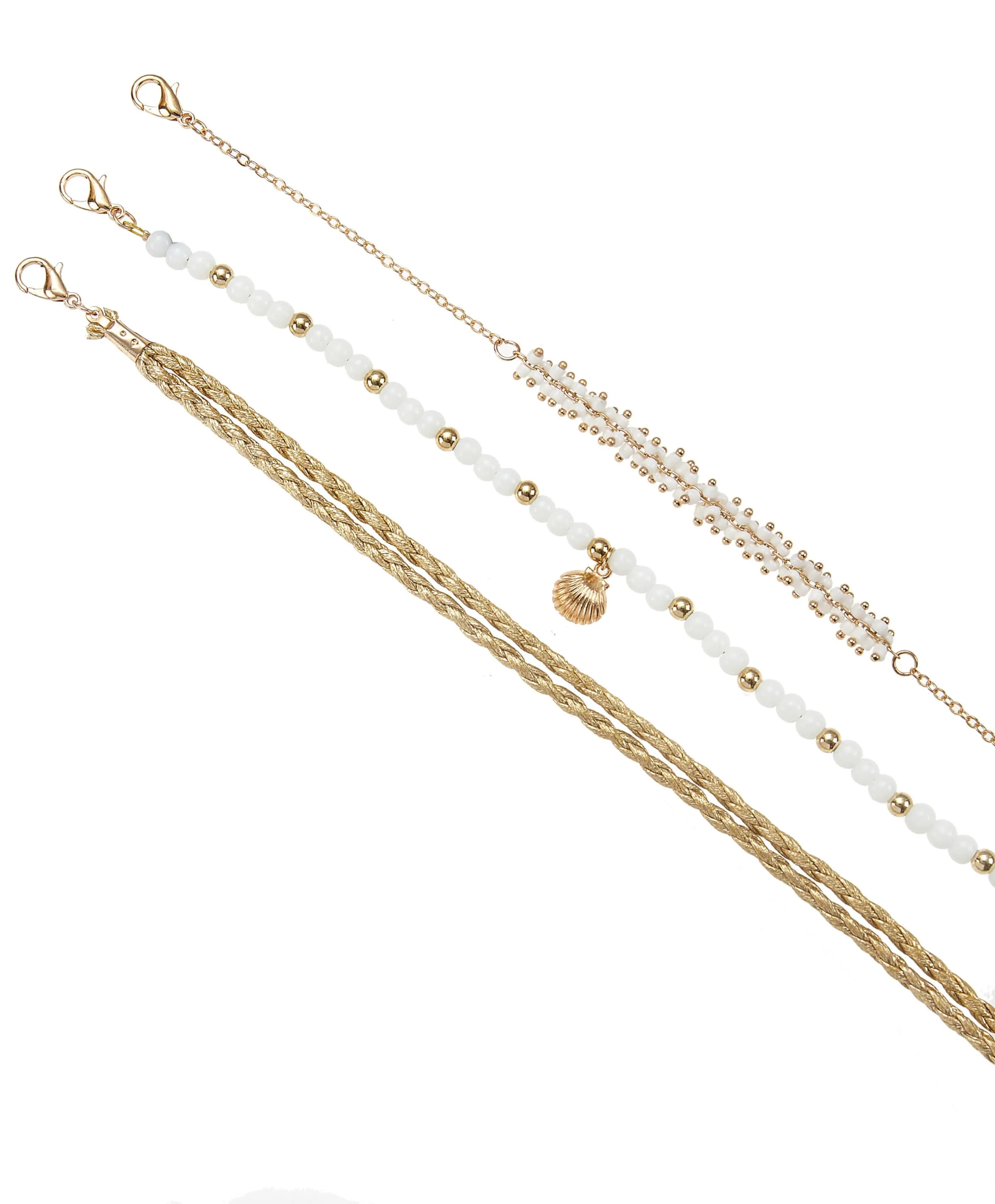 LASCANA Fußkette mit Anhänger in altgoldfarben-weiß