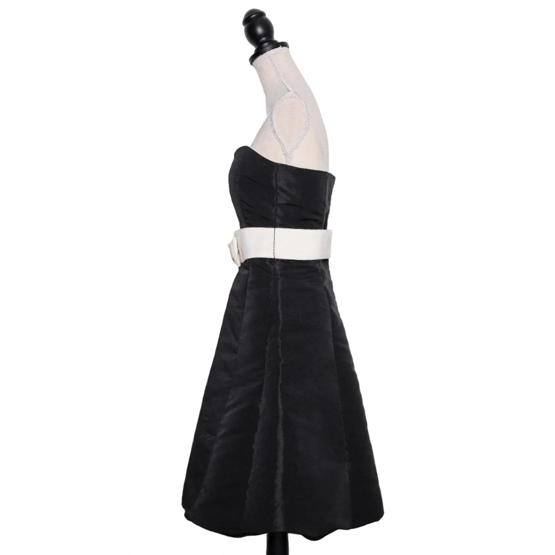 N.N. Vintage Cocktailkleid aus Seidentaft mit weier Schleife