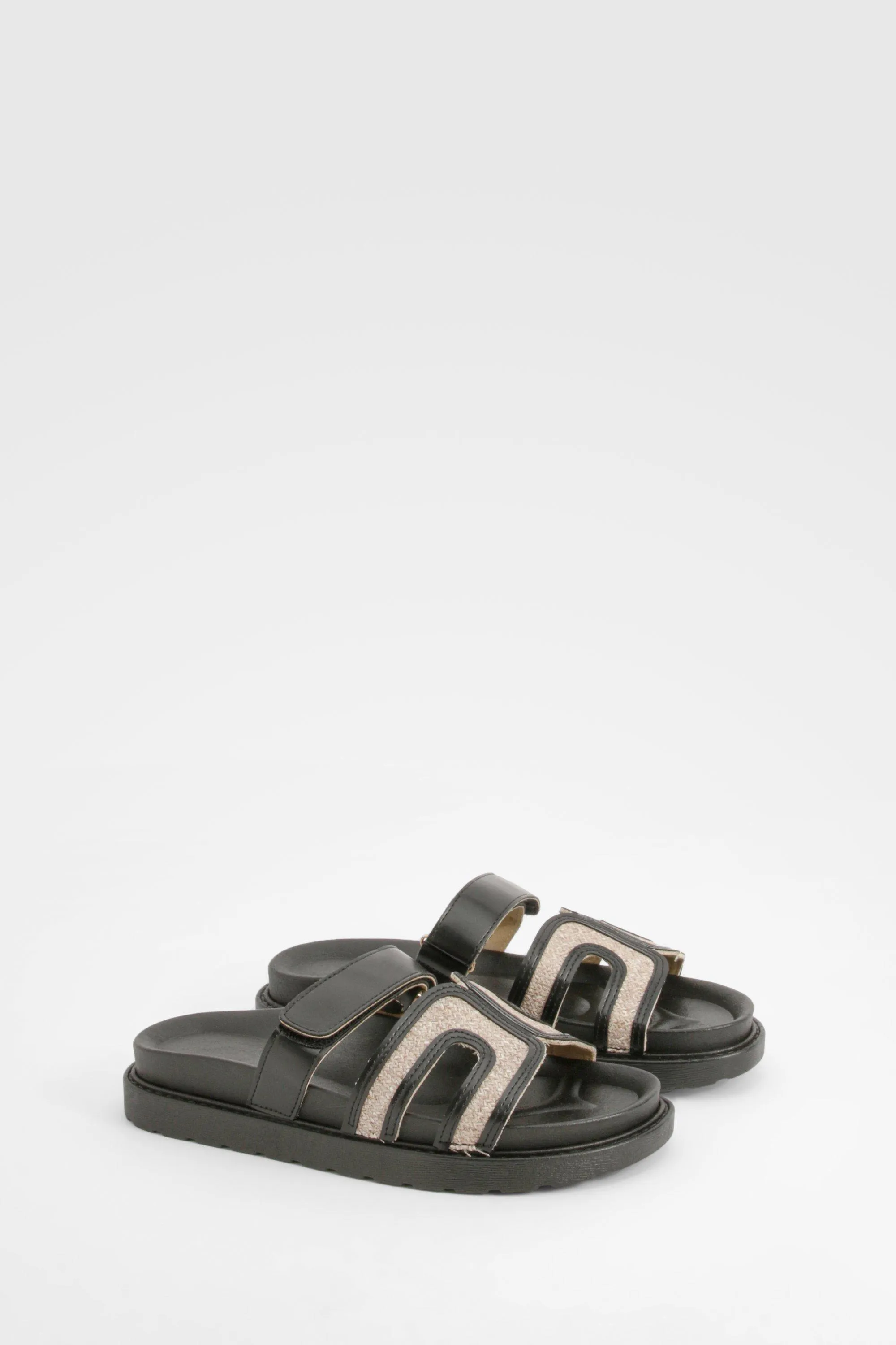 Sandalen in Leinen-Optik mit Cut-Out Detail