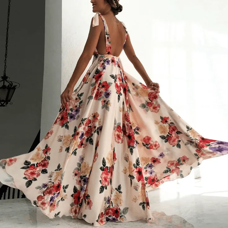 Schlichtes, ärmelloses Sling-Kleid mit Blumenmuster