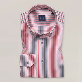 Slim Fit Herrenhemd rot/dunkelblau gestreift 15609