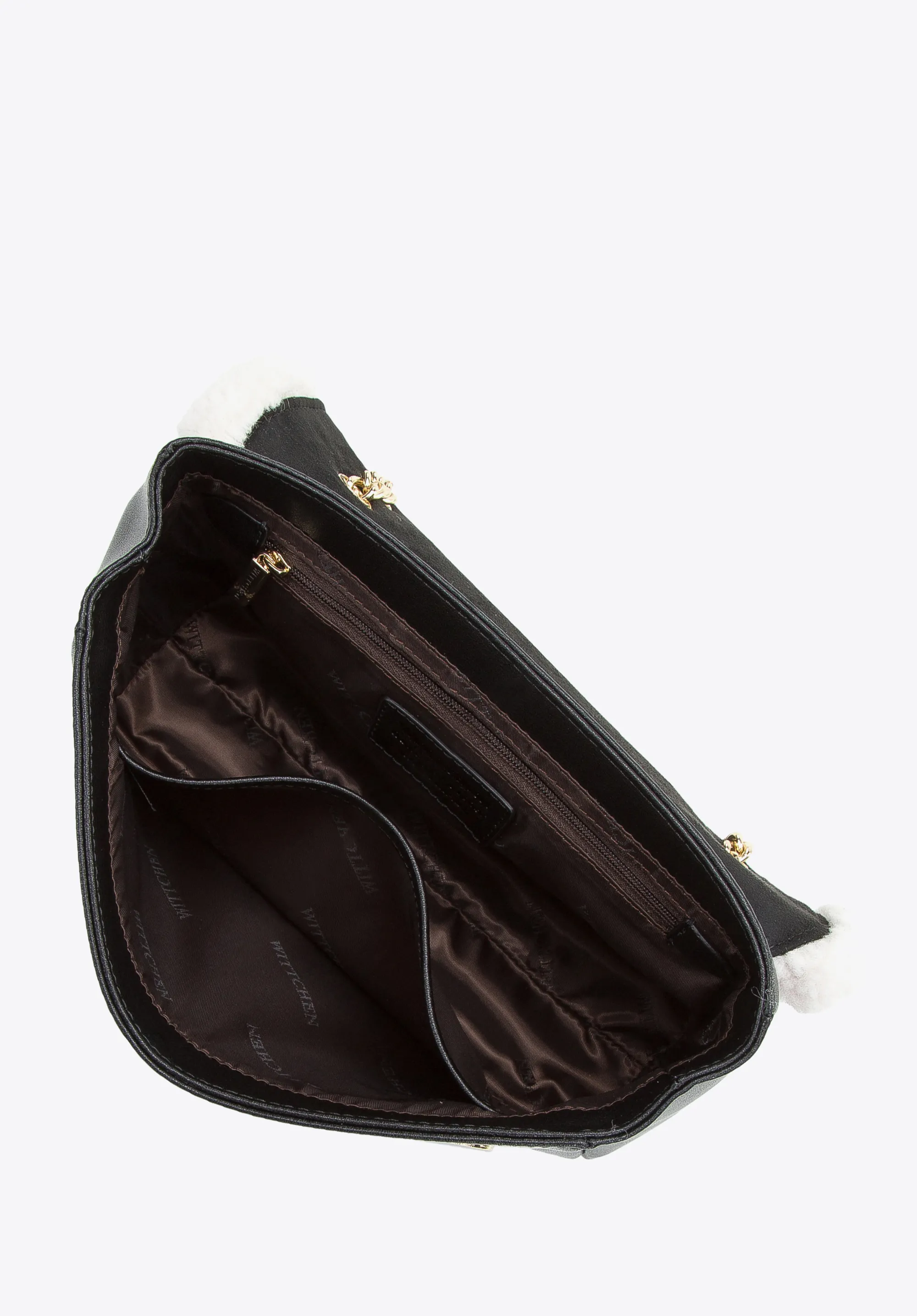 Umhängetasche für Damen aus Leder mit Kunstfell 