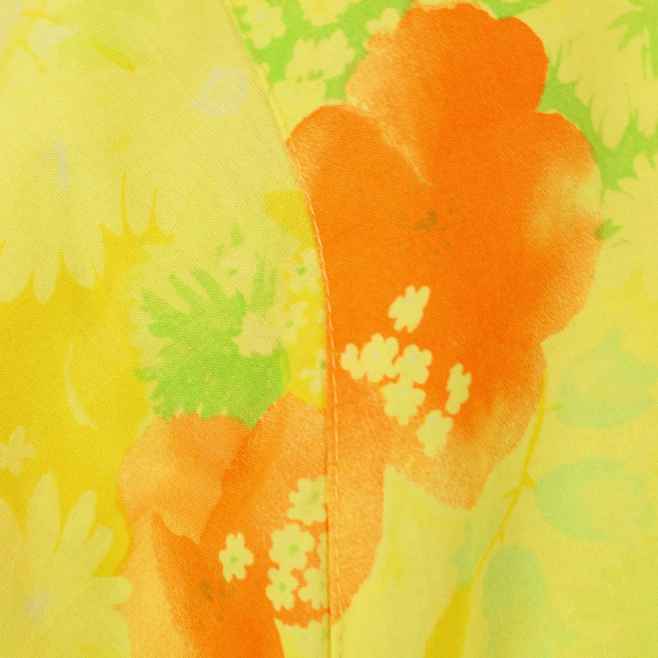 Vintage Hawaii Hemd Gr. L gelb bunt Kurzarm Blumen